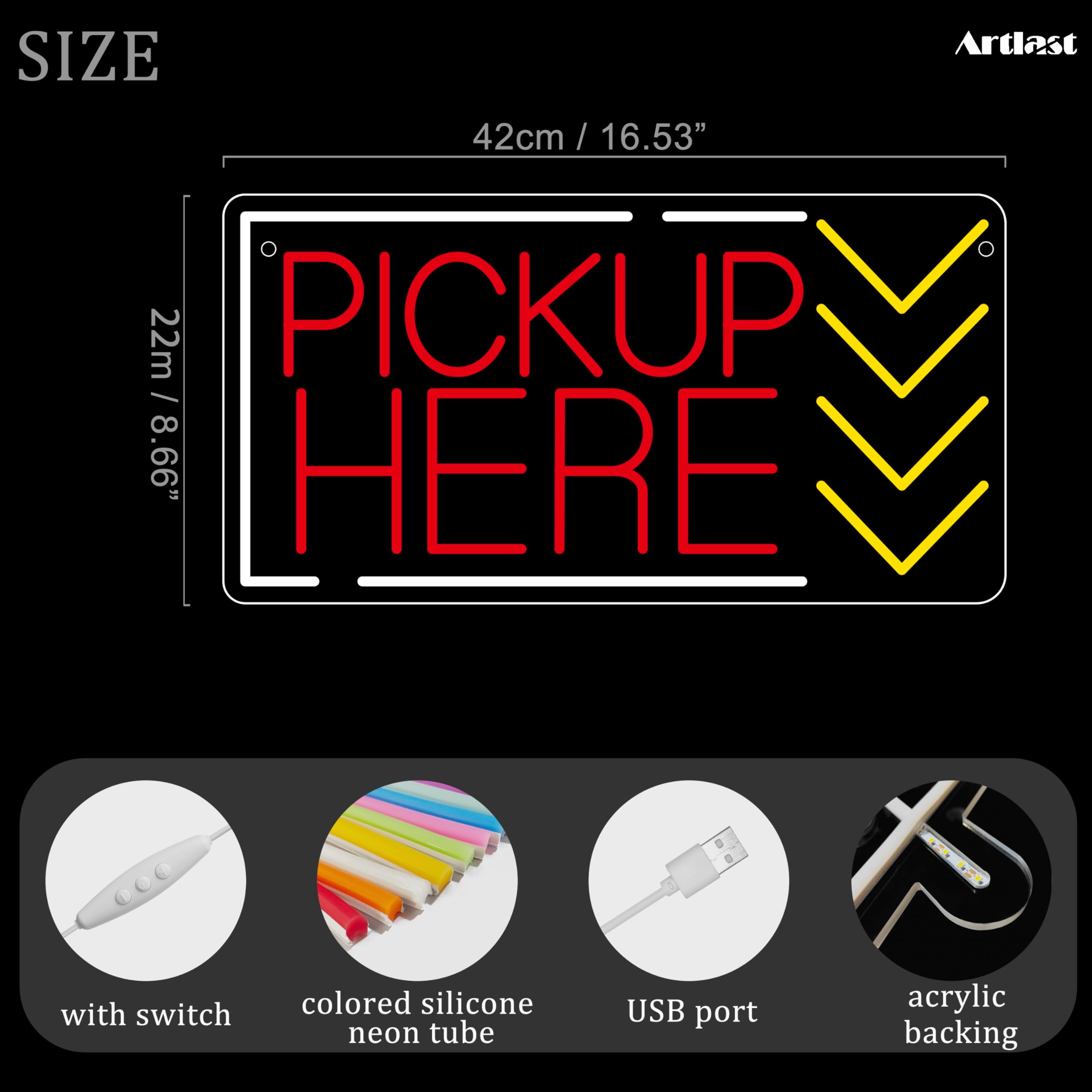 Artlast Pick Up Here Neon Sign for Store Wall Decor LED Business